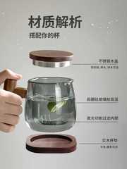 A5L玻璃茶杯茶水分離杯子感水杯辦公室泡茶杯男士茶道杯