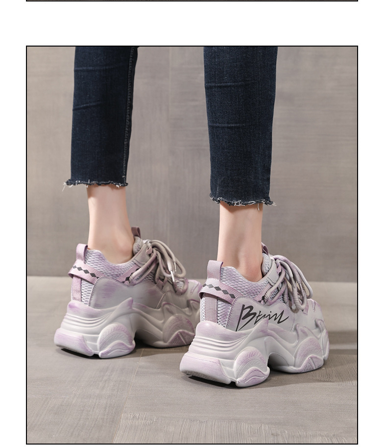 Giày sneaker nữ chunky đế dày tăng chiều cao 10 cm phong cách thể thao — màu trắng chi tiết 13