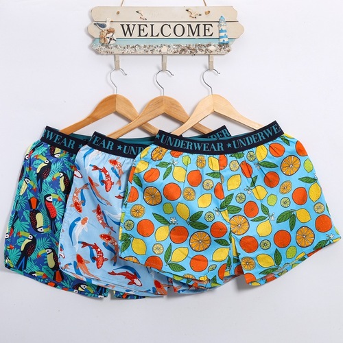 Men's underwear wholesale woven cartoon printed Arrow pants pure cotton fashion loose breathable boxer briefs