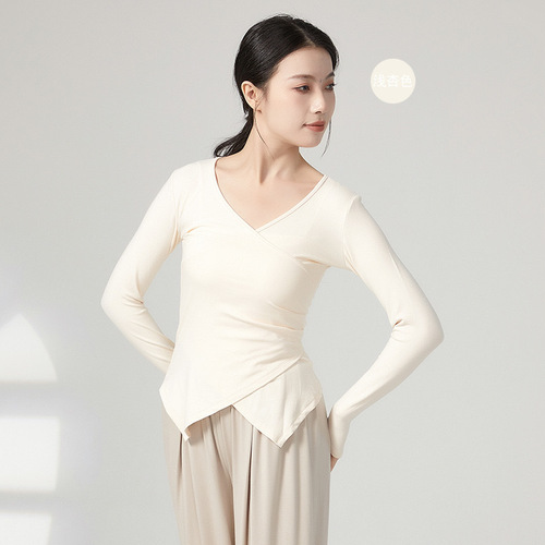 Ladies' Practice Uniform for Spring and Autumn, Modern Dance with Irregular Hem, Long-Sleeved Top, Classical Chinese Dance, Body Dance Costume