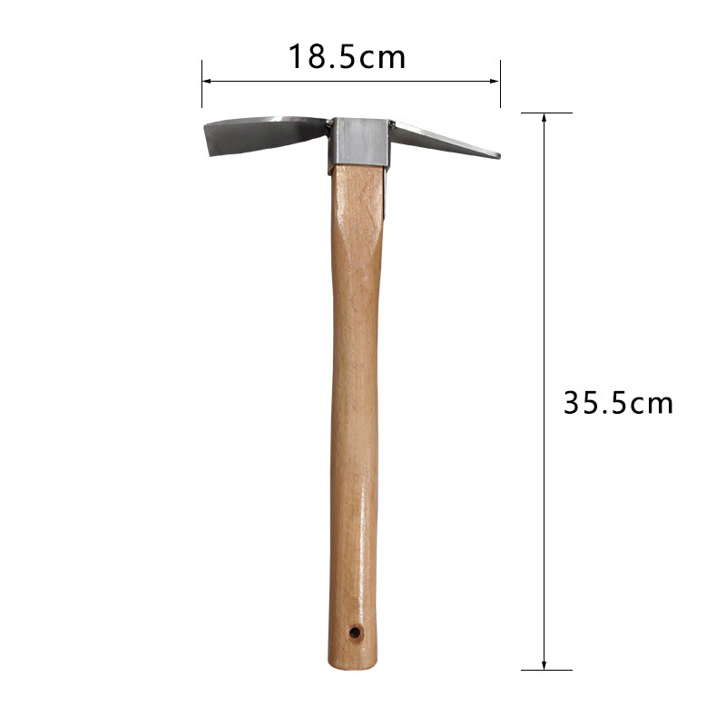 厂家直销户外两头锄扁尖锄头家用农用木柄不锈钢锄头