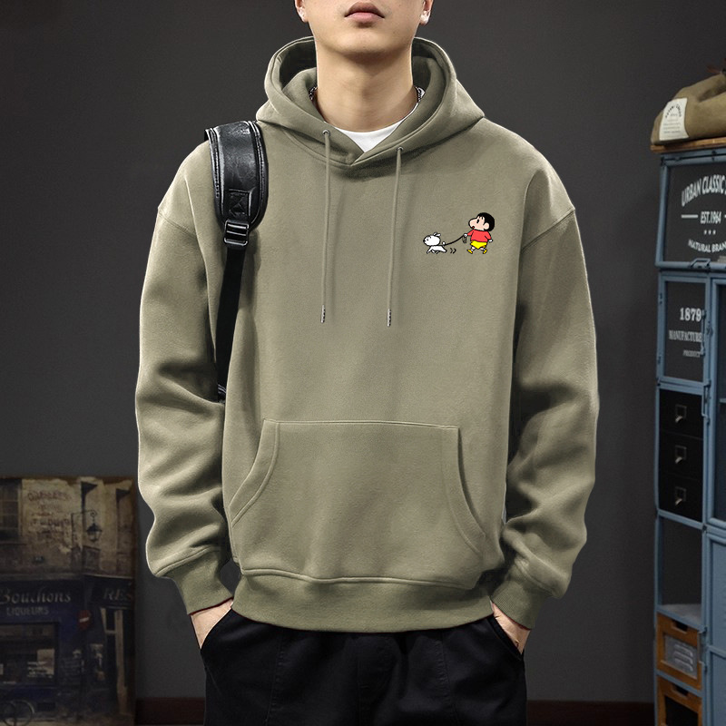 Otoño y invierno nuevo pesado sudadera con capuz pareja de terciopelo grueso marca de moda suelta chaqueta impresa americana para hombres y mujeres