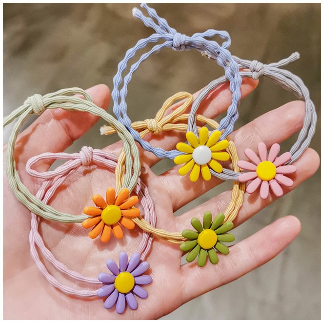 网红小雏菊发圈 泫雅竹节豆豆线菊花皮筋手链两用发饰批发