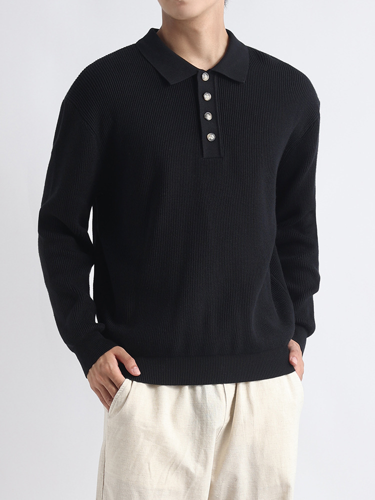 Suéter de polo de lujo ligero de lujo de lujo de lujo de alto nivel, polo de punto con collar casual para hombres