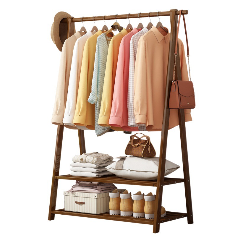 Nordic Perchero de pie hogar percha plegable de madera maciza interior simple luz de lujo a prueba de polvo rack de almacenamiento