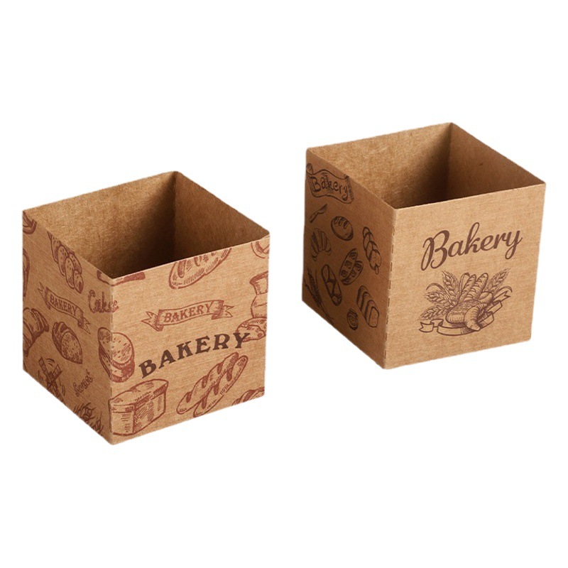 Taza de papel de pastel de hornear resistente a altas temperaturas Hokkaido desechable Qi Feng cuadrado punto occidental caja de embalaje subred papel Kraft rojo