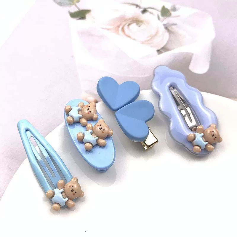 Заколки hairpins brand Cute для челки, пастельные мишки и звёзды, наборы