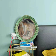 European resin photo frame wall hanging photo wall combination photo frame ornaments oval retro carved relief photo frame living room