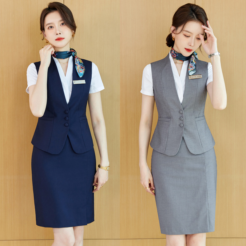 Women's summer thin suit vest, hotel receptionist, sales office, conference service work uniform