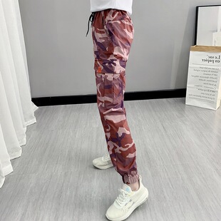 K2111 autumn pure color adult pure cotton red in stock foreign trade moisture wicking Sports spring women's pants