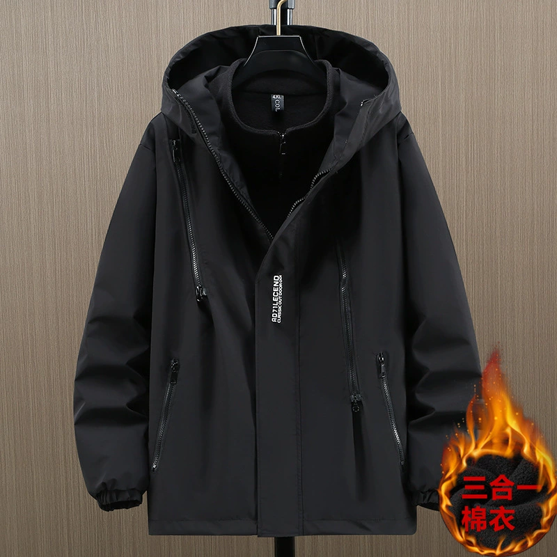 Removable warm jacket, three in one, plus size