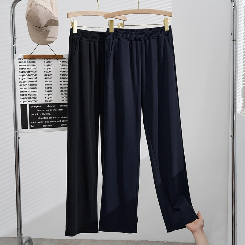 Summer thin extra large trousers for leisure, Korean style, plus size, loose straight fit, fitted