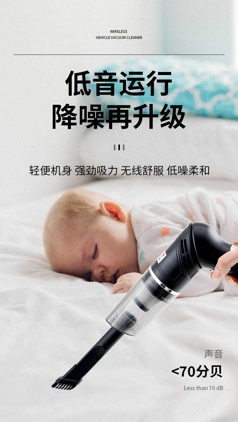 Car Vacuum Cleaner High Power Strong Suction Car Vacuum Cleaner Car Handheld Wireless Charging Folding Vacuum Cleaner
