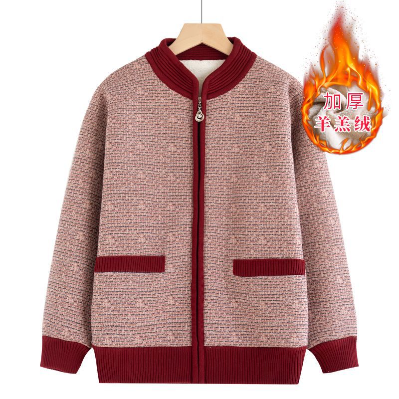 Middle-Aged and Elderly Mothers' Autumn and Winter Outwears, Grandma's Velvet Tops, Warm Sweaters, Old Ladies' Cardigans, Winter Clothes, Thickeneded Clothes