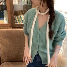 批发2024年新款秋冬季韩版ins毛毛虫针织围巾女时尚出片长条围脖~