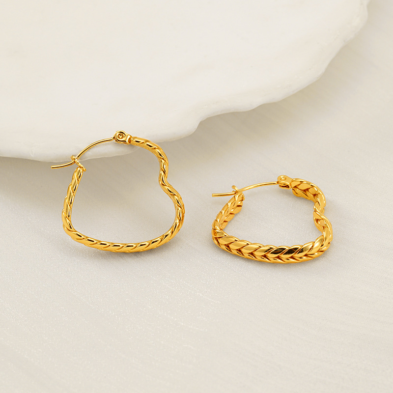 Nuevo diseño de nicho de alta gama europeo y americano, pendientes de amor de espigas de trigo, pendientes de acero inoxidable de lujo ligero de moda, pendientes al por mayor