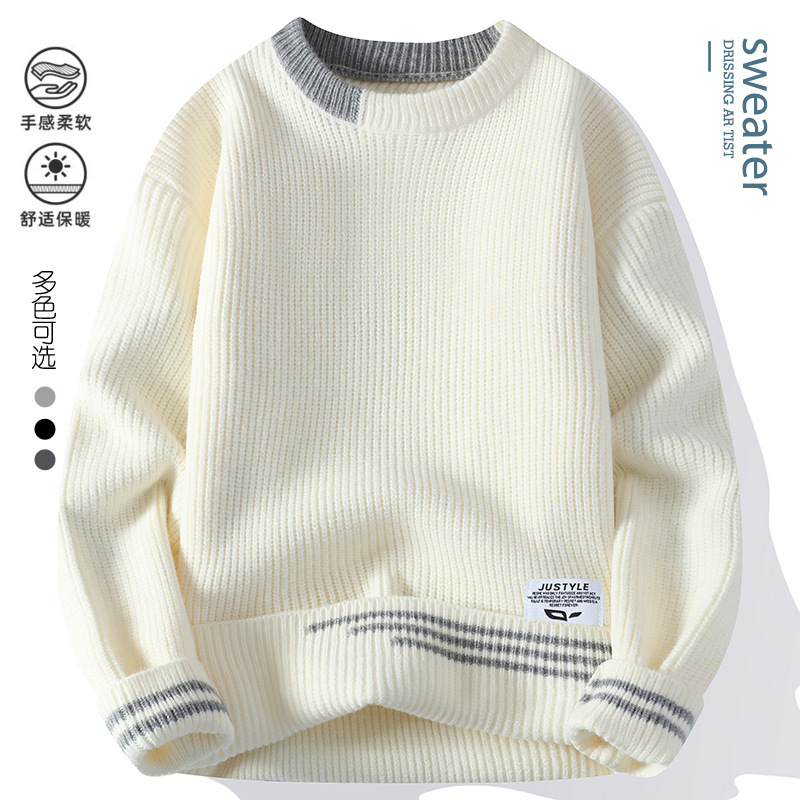 Men's Loose Thick Sweater Autumn Winter Lazy Style Knitwear for Teenagers Middle and High School Students Trendy Sweater