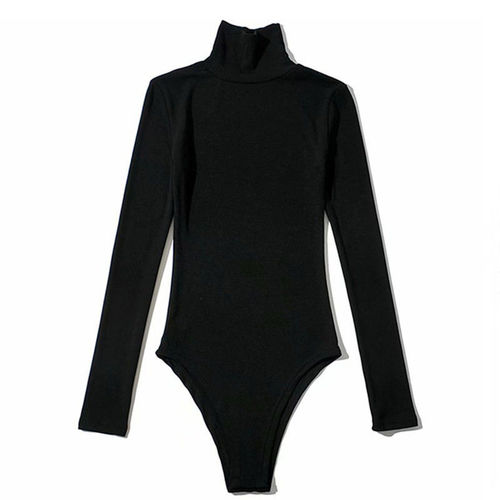 Spring and Autumn New Arrival European and American Style High-Neck Long-Sleeved Jumpsuit for Women—All-Match, Seductive Base Layer T-Shirt Top—Trendy