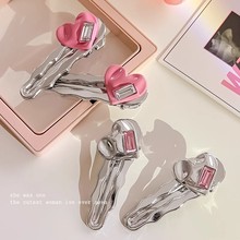 简约时尚爱心水晶鸭嘴夹气质刘海夹前额碎发夹甜酷侧边夹发卡发饰