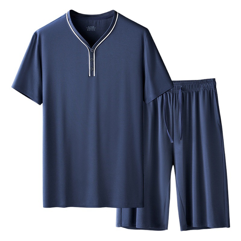 80 de doble cara modal de primavera y verano traje de pijamas de los hombres delgados pantalones cortos de manga corta ropa exterior homewear en stock