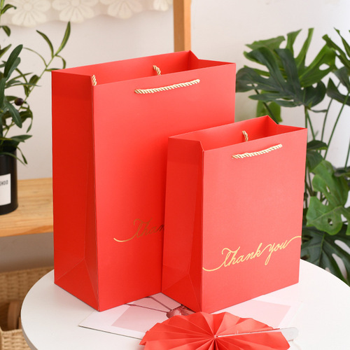 Red bronzing Chinese Valentine's Day handbag paper bag jewelry packaging gift bag Mid-Autumn Festival and Dragon Boat Festival gift packaging bag
