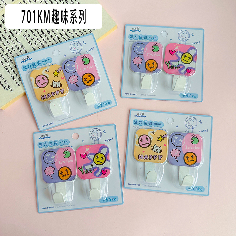 Dibujos animados dos acero inoxidable metal pegajoso gancho estudiante dama fuerte puerta gancho baño gancho rodamiento 3kg