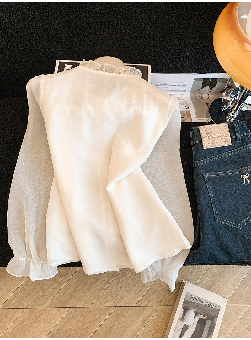 Elegante Damenbluse Mit Rüschen Und Stehkragen Für Den Frühling_voghion.com