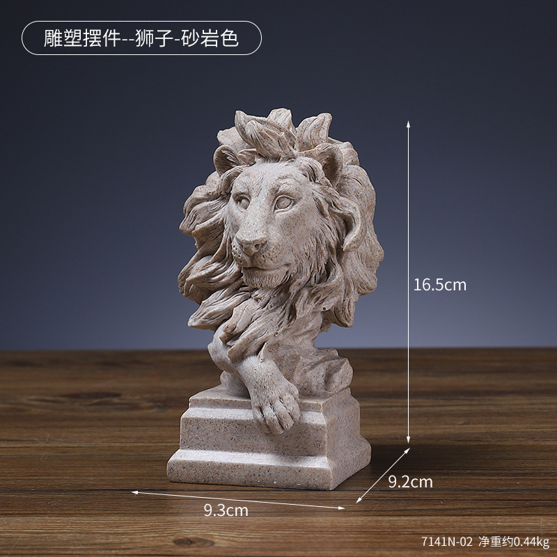 Animal Head Resin Ornaments Nordic Lion Eagle Crafts Office Decoration Living Room Entrance Sculpture Decoration