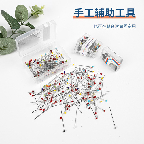Colored glass big head positioning pins for clothing positioning and cutting pearlescent fixed needles cross stitch bead needles earth nails wholesale