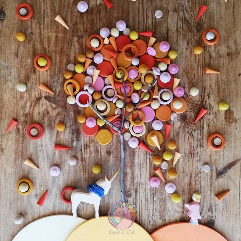 Abierto DE LOS NIÑOS madera creativo cuatro estaciones tema lindo construcción Arco Iris bloques montaje Juguetes