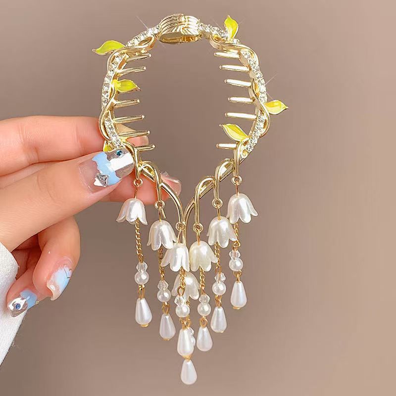 古風鈴蘭流蘇ヘアピン団子の髪飾り女性の高級感バラの髪のフックの気質の半分の髪のクリップ