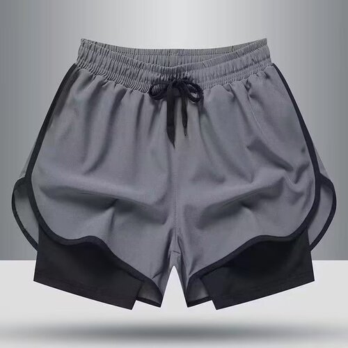 American-style fitness shorts men's running pants with false two-piece lining training anti-transparent three-quarter basketball casual shorts