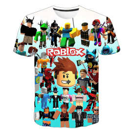 夏季跨境T恤热门游戏ROBLOX周边童装透气圆领短袖3D印花T恤上衣