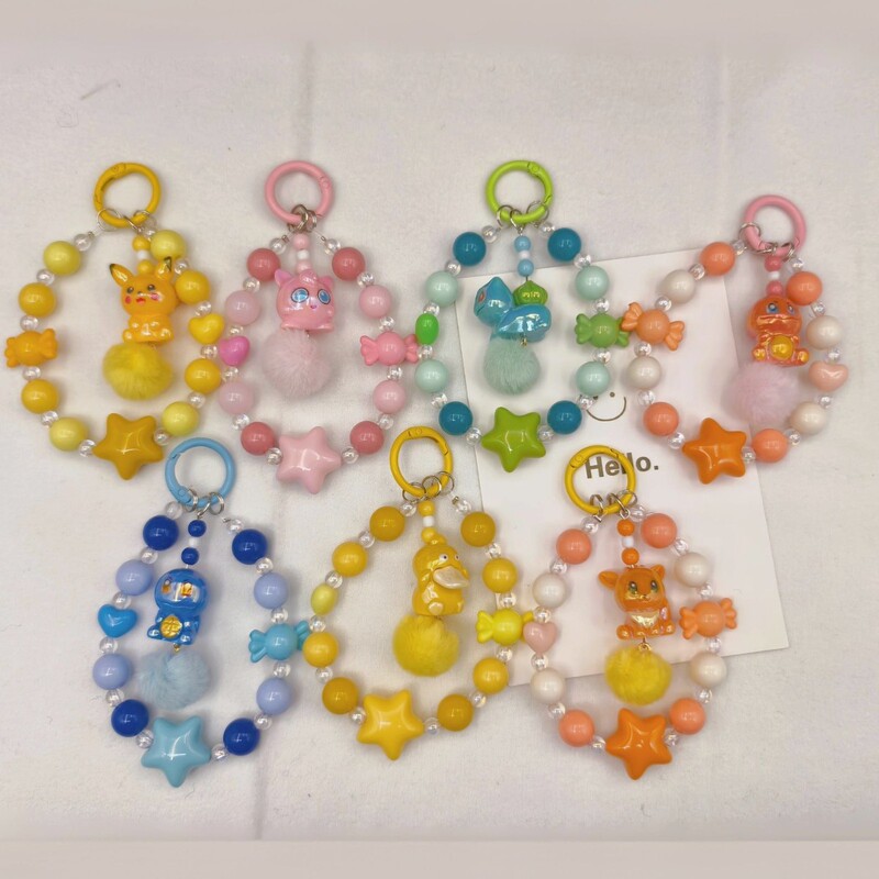 Popular Foreign Trade Item: Sanrio Cartoon Phone Chain, Handmade Beaded Pendant, Bag Charm, Wrist Strap, Cute Pendant