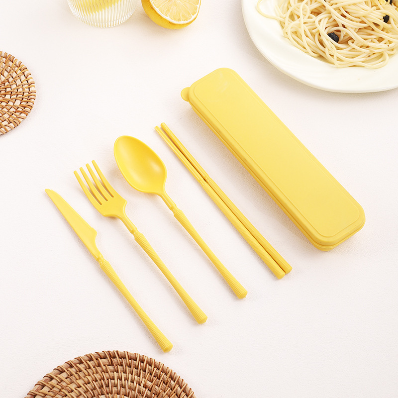 プラスチック家庭用食器袋卸売ポータブルPPナイフ、フォーク、スプーン、箸4点セット子供と学生のためのコンプリートセットAmazon|undefined