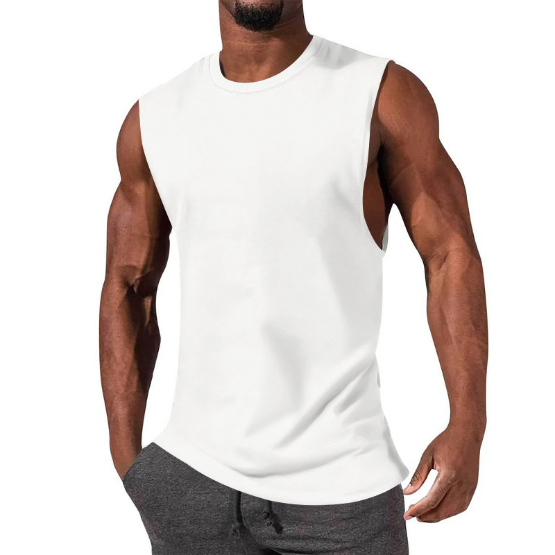 2024 New T-shirt Muscle Sports Casual Sleeveless Solid Men's Top Sweetheart_vogarts.com