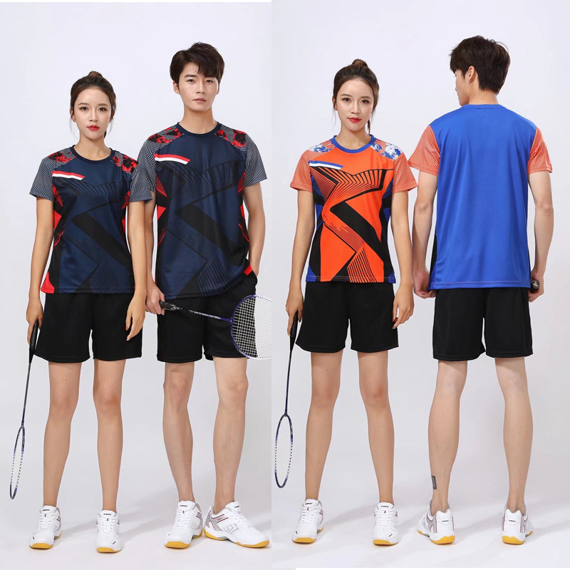 New Badminton Suit Men's and Women's Short-sleeved Summer Table Tennis Tennis Training Competition Sportswear Personalized Printed