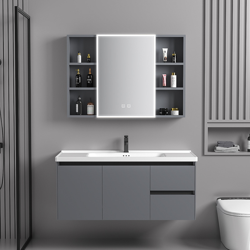 Honeycomb Aluminum Drawer Bathroom Cabinet Ceramic Integrated Basin Fully Enclosed Mirror Cabinet Washstand Wash Basin Cabinet Combination Wash Basin Cabinet