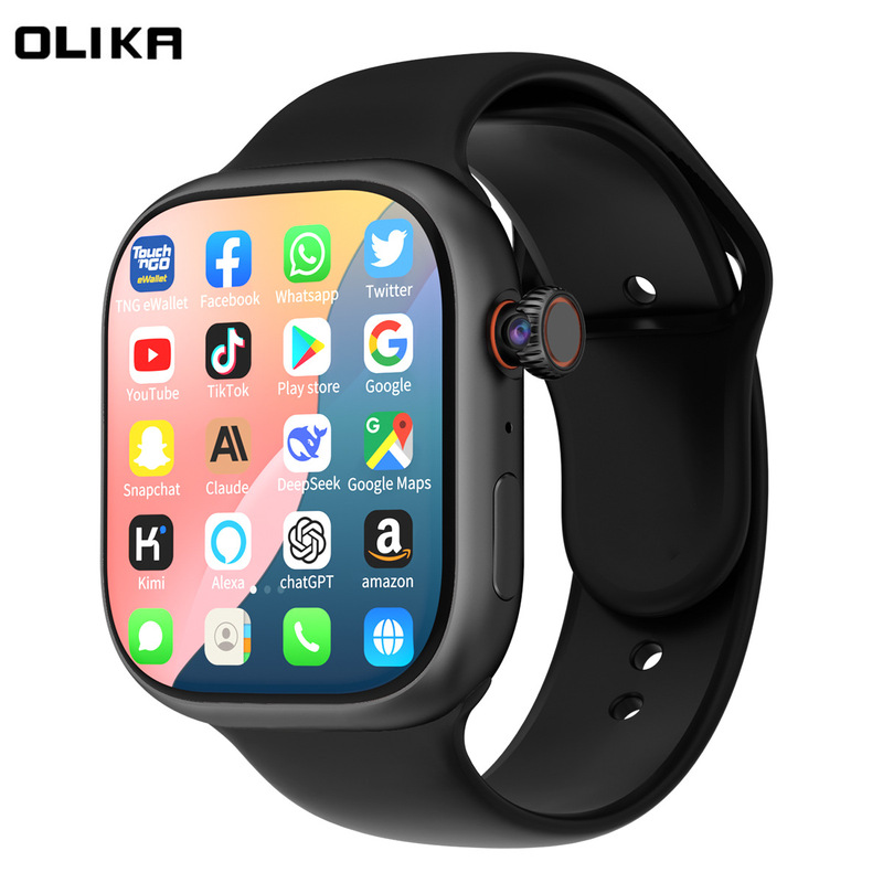 Cross-border foreign trade smartwatch with SIM card slot, rotating camera, multiple positioning, step counting, heart rate monitoring, and call downloading capabilities