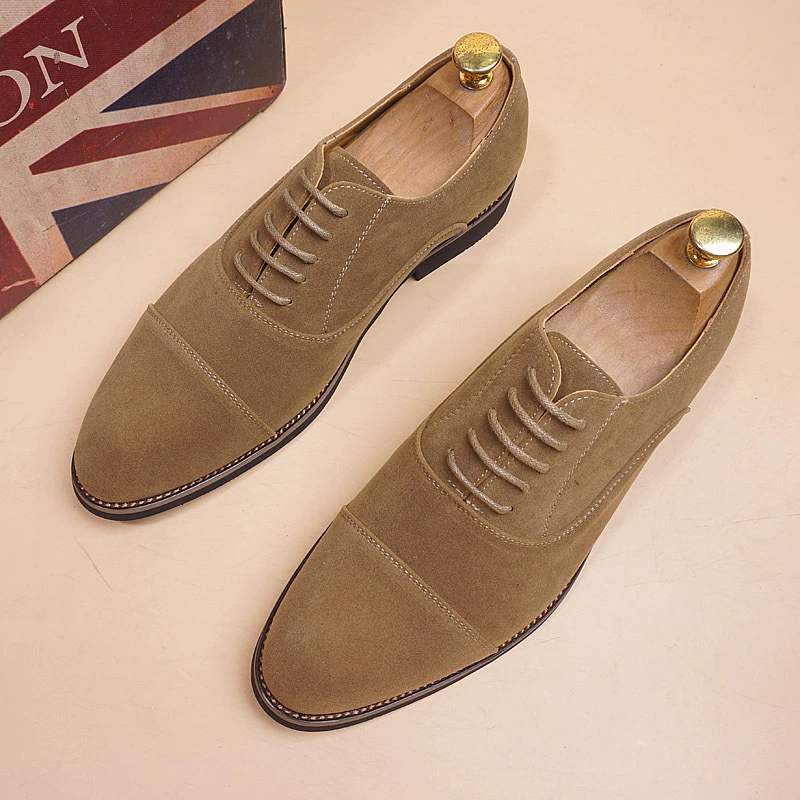 Весенние замшевые модные мужские повседневные кожаные туфли без шнуровки с острым носком, модная обувь в корейском стиле для парикмахеров с внутренним увеличением роста