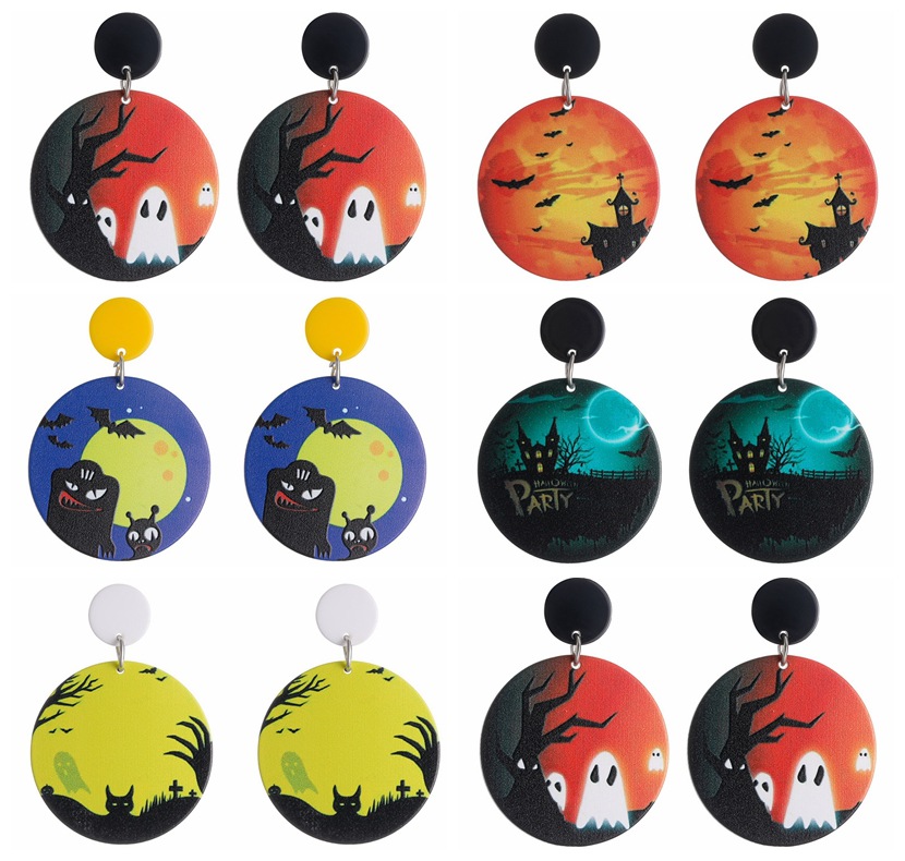 Nueva Halloween Stud pendientes moda personalidad puesta de sol extraña noche Luna bat pendientes mujer fabricante