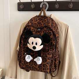 2025春季爆款休闲学院风大容量女士米老鼠卡通豹纹秋冬新款双肩包