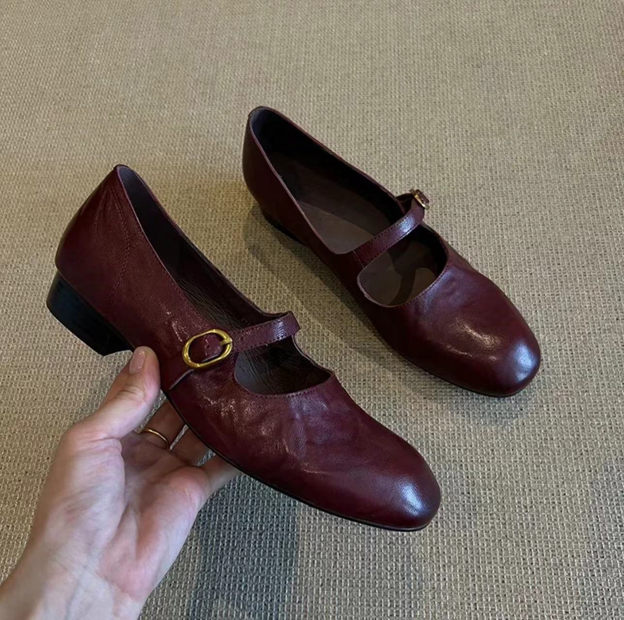 Knock Soft Version French Retro Style Square Toe Mary Jane Shoes Women's Fashionable All-match Shallow Mouth Thick Heel Single-layer Shoes with Skirt