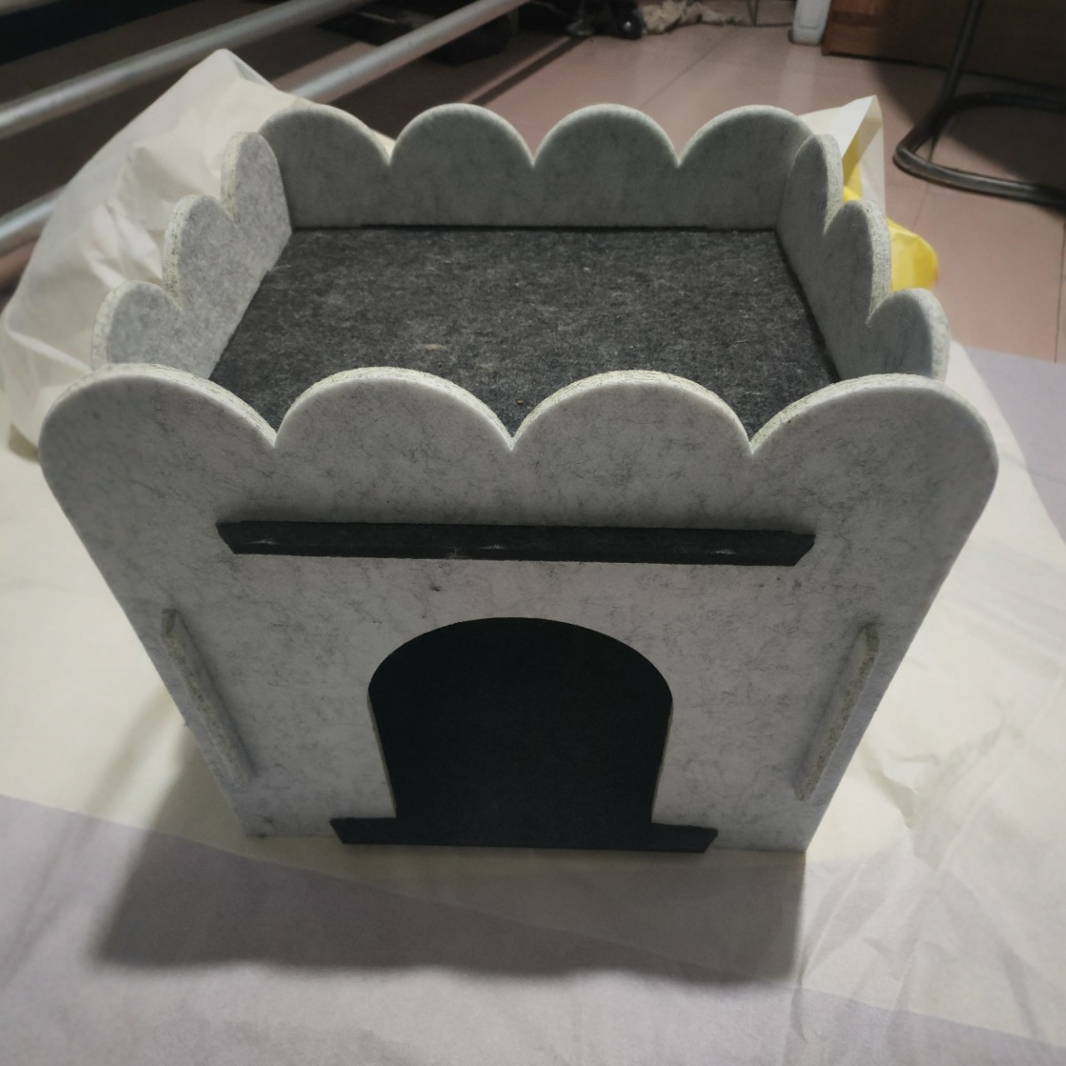 创意毛毡宠物猫窝四季通用可拆洗宠物窝全尺寸手提毛毡猫房子别墅