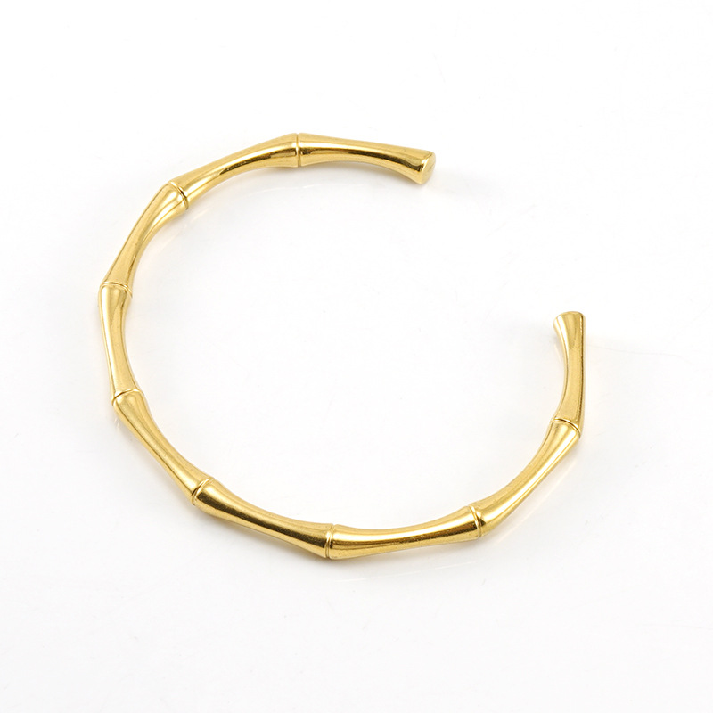 Europa y América titanio acero frío estilo simple Internet celebridad moda pulsera femenina 18K acero inoxidable metal bambú pulsera femenina