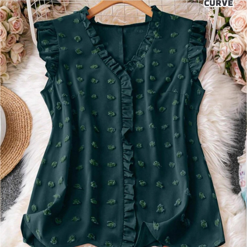 2025 European and American Women's Cool Sleeveless Tops Plus Size Amazon's Popular Loose V Neck Small Fresh Shirt