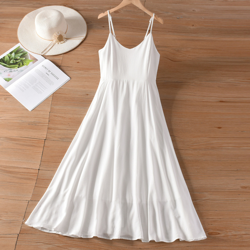 Special Offer: Liu Yifei Style White Slip Dress for Summer, Petite Version with a Cinched Waist