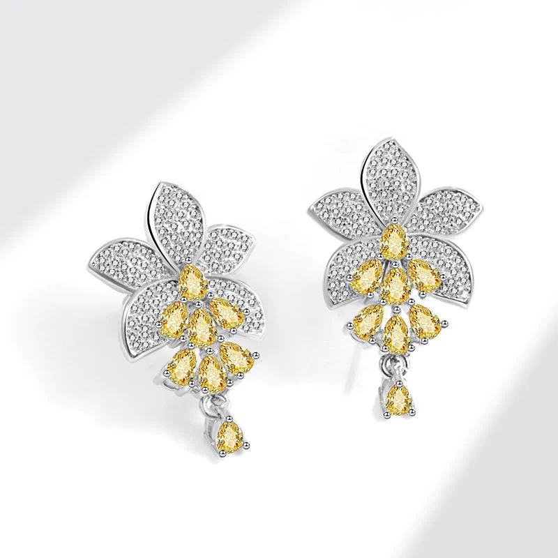Fashionable earrings, universal dress, Japanese and Korean, flowered, wholesale