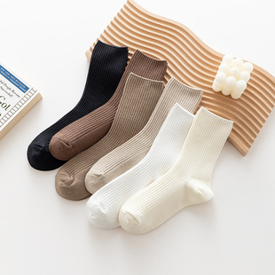 Japanese double needle women's pile socks Spring and Autumn new women's socks combed cotton Women's retro casual stockings striped socks