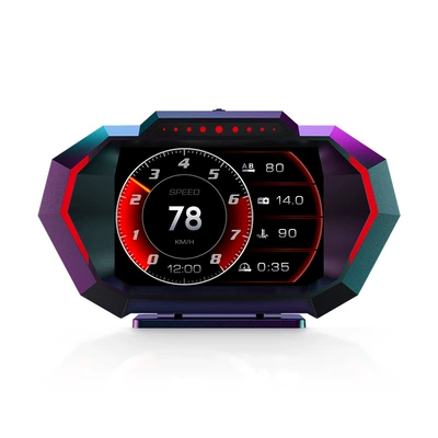 Hud Car Head-Up Display Multi-Function Car Lcd High-Definition Vehicle Speed Fuel Consumption Obd+Gps Instrument Slope (Vehicle HUD) - black